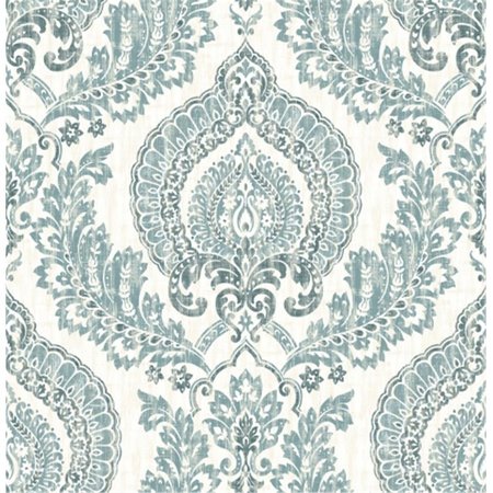 NUWALLPAPER Kensington Damask Blue Peel  Stick Wallpaper NU1702